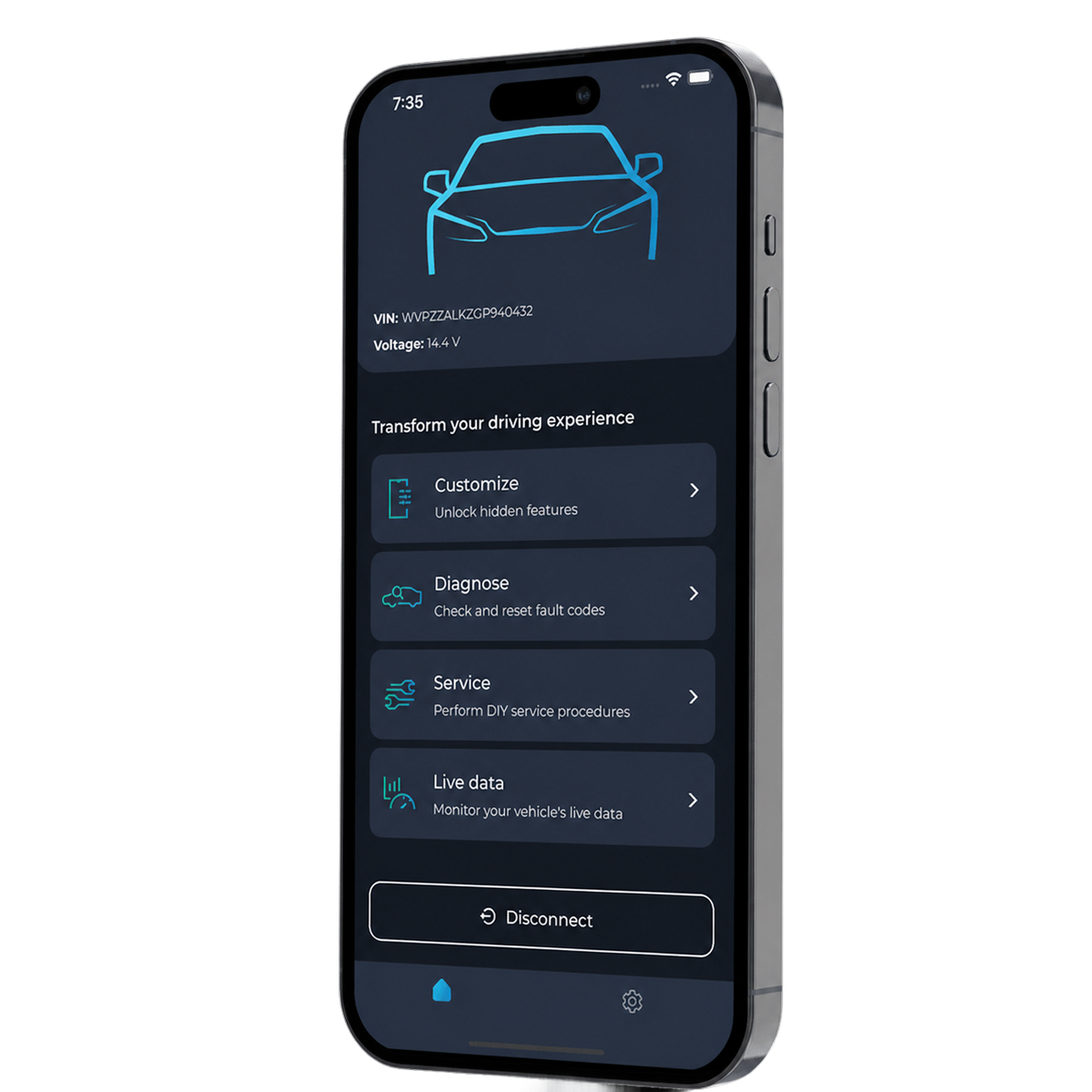 Carista app on phone
