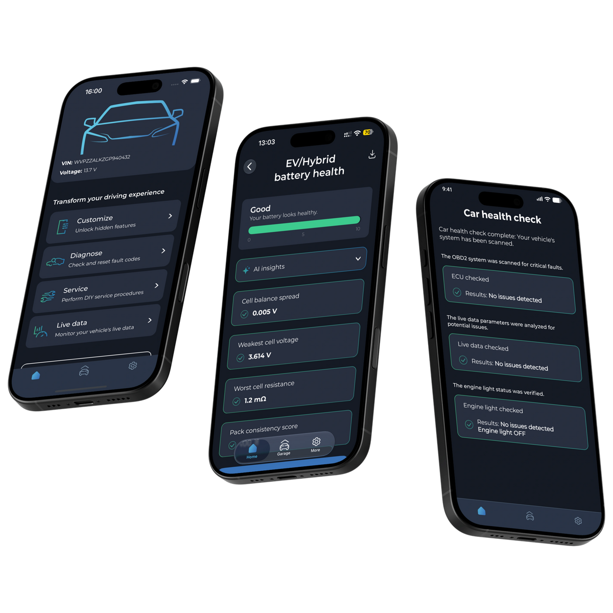 Преглед на таблото в App на Carista